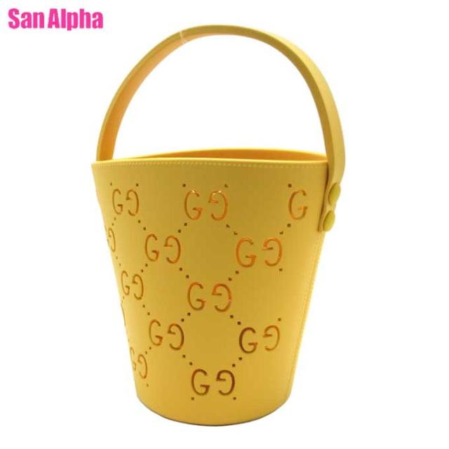 グッチ バッグ ハンドバッグ GUCCI ラバー カット ロゴ GGスプリーム ジュニア バケツバッグ 手下げ 723051 (イエロー系) ブティックライン 子供用 大人兼用