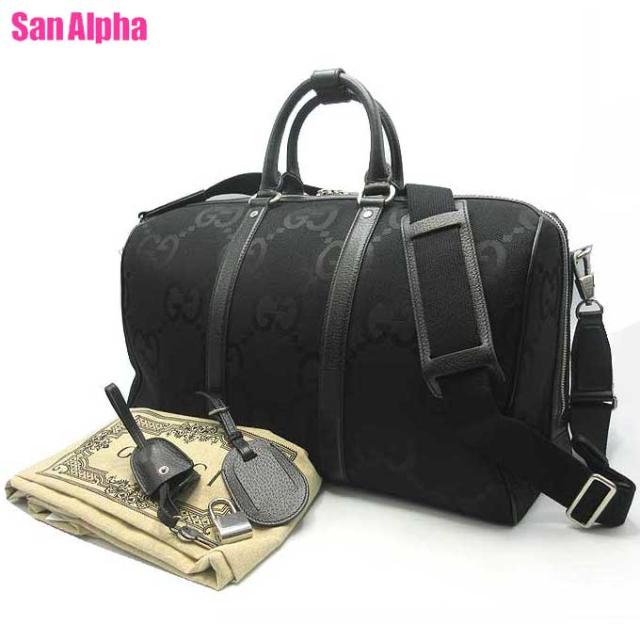 グッチ バッグ ボストンバッグ GUCCI キャンバス ジャンボGG ダッフルバッグ 2WAY 斜め掛け 739581 (ブラック) ブティックライン メンズ 【ラッピング対象外】