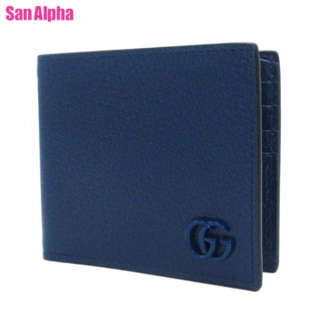グッチ 財布 二つ折り財布 (小銭入れ無し) GUCCI GGマーモント レザー