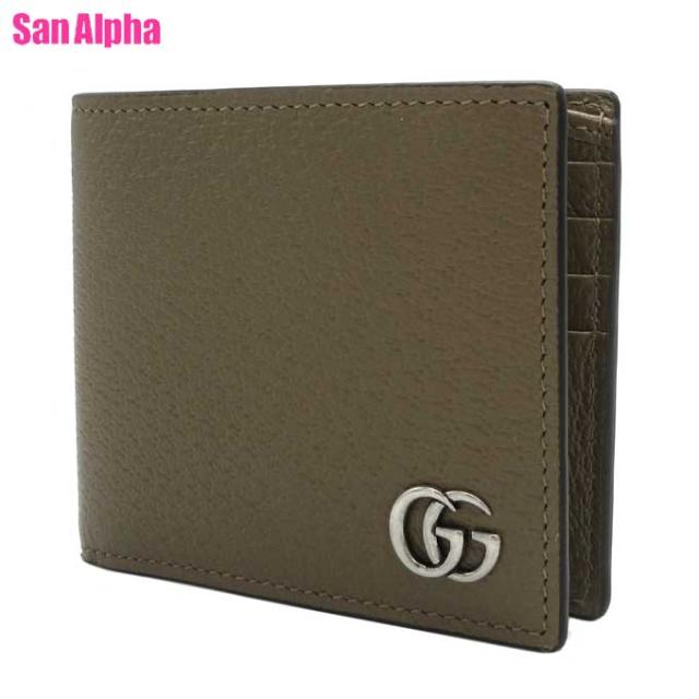 グッチ 財布 二つ折り財布 (小銭入れ無し) GUCCI GGマーモント レザー ウォレット 428726 (ブラウンベージュ系) ブティックライン メンズ