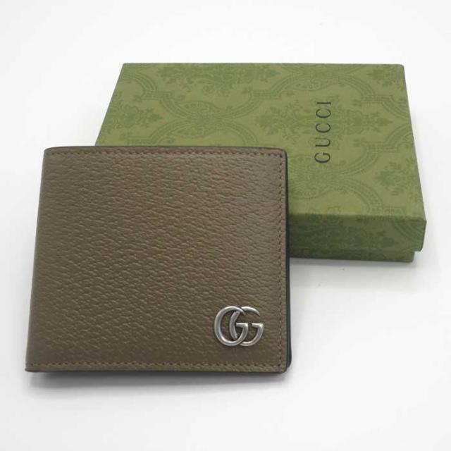 グッチ 財布 二つ折り財布 (小銭入れ無し) GUCCI GGマーモント レザー