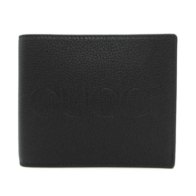 グッチ 財布 二つ折り財布（小銭入れ無) GUCCI エンボス ロゴ レザー ウォレット 658668 (ブラック) ブティックライン メンズ グッチ 財布 二つ折り財布（小銭入れ無) GUCCI エンボス ロゴ レザー