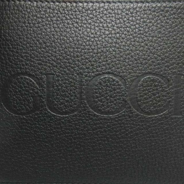 グッチ 財布 二つ折り財布（小銭入れ無) GUCCI エンボス ロゴ レザー