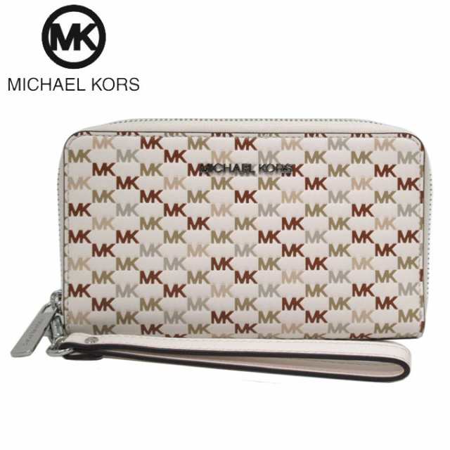 マイケルコース 財布 長財布 MICHAEL KORS ジェット セット トラベル MK ロゴ ストラップ付 ラージ フラット ラウンド フォン  ウォレット｜au PAY マーケット