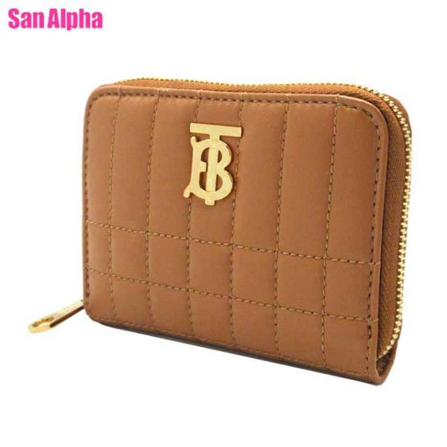 バーバリー 財布 (札入れなし) BURBERRY レザー キルティング TBロゴメタル アコーディオン ジップアラウンド 8090458 MARPLE BROWN (メープルブラウン) アウトレット レディース