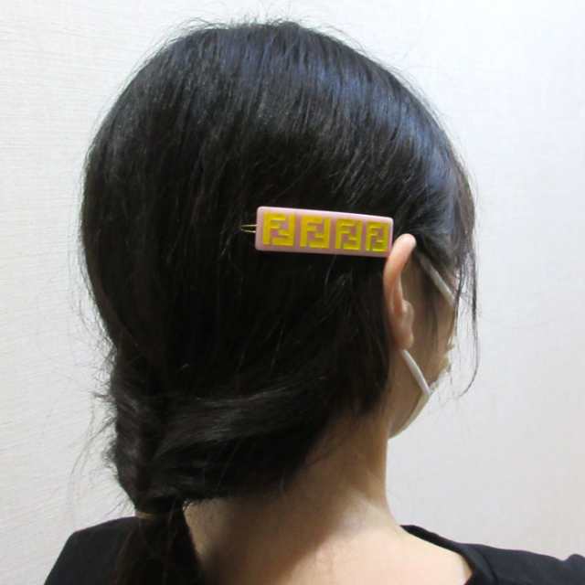 フェンディ キッズ アクセサリー ヘアクリップ FENDI KIDS ロゴ FF柄 JFP402 AMRF F0UH0(ライトピンク系×イエロー系) 子供用 大人OK ブ