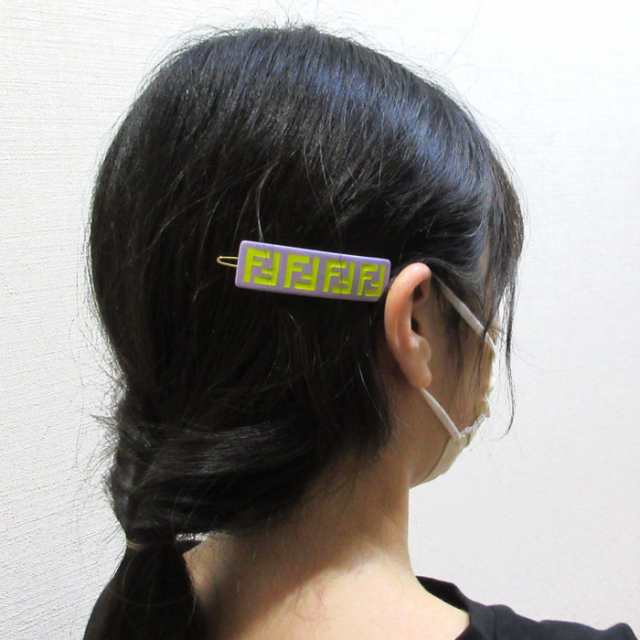 フェンディ キッズ アクセサリー ヘアクリップ FENDI KIDS ロゴ FF柄 JFP402 AMRF F1K5C(パープル系×イエロー系) 子供用 大人OK ブティ