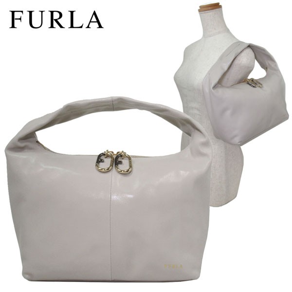 【新品】フルラ バッグ ハンドバッグ FURLA レザー ジンジャー S ホーボー WB00514 BX0329 GDJ00(ライトグレー系) ブティック レディース