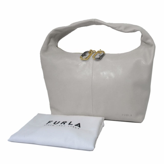 【新品】フルラ バッグ ハンドバッグ FURLA レザー ジンジャー S ホーボー WB00514 BX0329 GDJ00(ライトグレー系) ブティック レディース