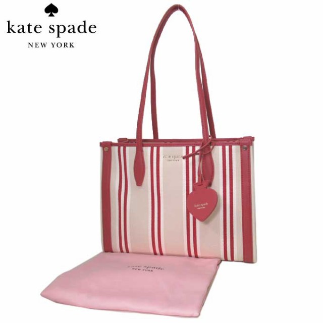 ●保存袋付き● ケイトスペード トートバッグ kate spade マーケット ストライプ キャンバス トート 肩がけ K6567 961  (レッド系マルチ) ｜au PAY マーケット