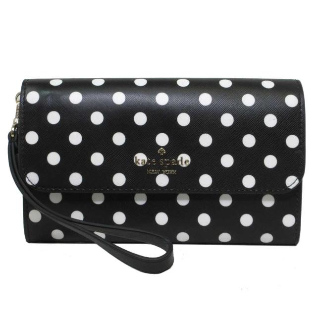 ●ギフトBOX付!!● ケイトスペード 財布 長財布 katespade チャーミング ドット ストラップ付 ミディアム フォン リストレット ウォレット K7234  001(ブラック×マルチカラー) アウトレット kate spadeの通販はその他財布