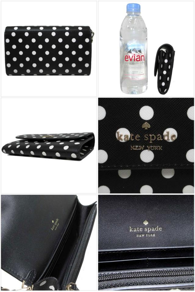 ●ギフトBOX付!!● ケイトスペード 財布 長財布 katespade チャーミング ドット ストラップ付 ミディアム フォン リストレット ウォレット K7234  001(ブラック×マルチカラー) アウトレット kate spadeの通販は