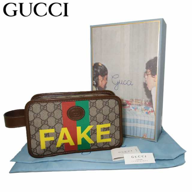 グッチ バッグ セカンドバッグ GUCCI FAKE NOT GG柄 トラベルケース 636243(ベージュ系×マルチカラー) ブティックライン  メンズ ｜au PAY マーケット