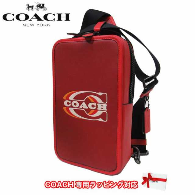 コーチ ショルダーバッグ COACH サリバン パック・コーチ スタンプ レザー ボディバッグ CE529 QBFFL(レッド系マルチ) アウトレット メの通販は