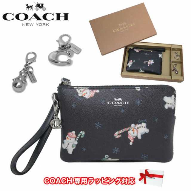 【正規品/本物】 COACH ポーチ ネイビー スノーマンプリント 【未使用品】