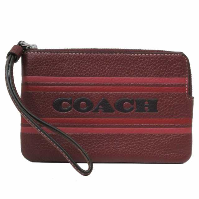 コーチ ポーチ COACH ロゴ ストライプ付き コーナージップリストレット