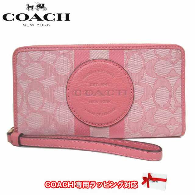 コーチ 長財布 レディース COACH C9073 IMRRJ ジャガード キャンバス シグネチャー ストライプ アンド ロゴ パッチ デンプシー ストラッ