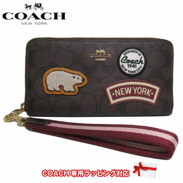 コーチ 財布 長財布 COACH PVC シグネチャー スキー パッチ ストラップ