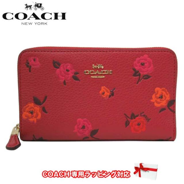 コーチ 財布 二つ折り財布 COACH ピオニー プリント ミディアム ID ジップ ウォレット CF309 IMP2Z(レッドアップルマルチ) アウトレット レディース