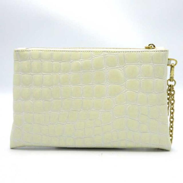 ミュウミュウ バッグ ハンドバッグ MIU MIU クロコ調 チェーン付き クラッチバッグ フラットポーチ 手下げ 5NH81C ST.COCCO SOFT BIANCO (オフホワイト系) アウトレット レディース ミュウミュウ バッグ ハンドバッグ MIU MIU クロコ調 チェーン付き