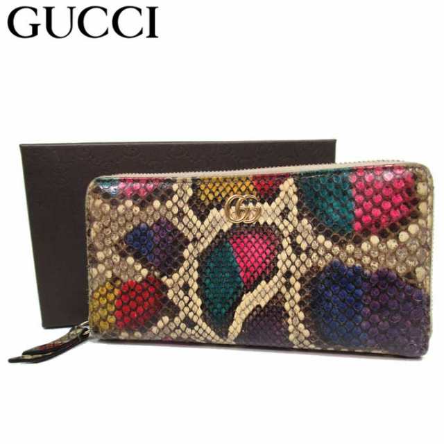 中古（Aランク）】グッチ GUCCI 長財布 GGマーモント パイソン調レザー