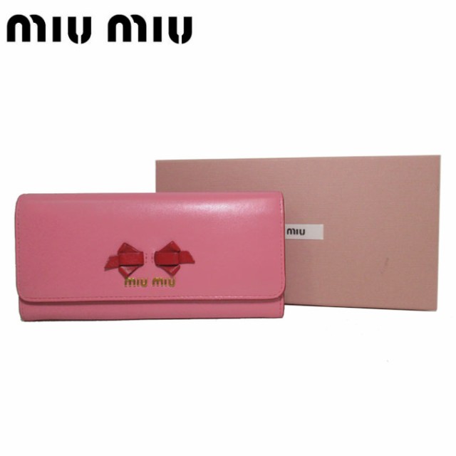 中古（Aランク）】 ミュウミュウ 財布 二つ折り長財布 MIU MIU ソフト