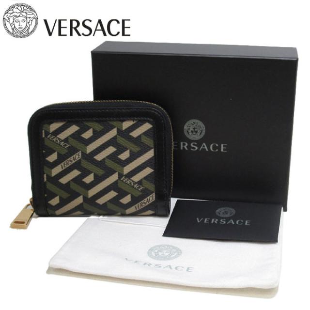 ヴェルサーチェ カードケース メンズ レディース 1001873 1A01444 05B15V(ブラック) PVC ラ グレカ柄 シグネチャーラウンドファスナー ユニセックス VERSACE