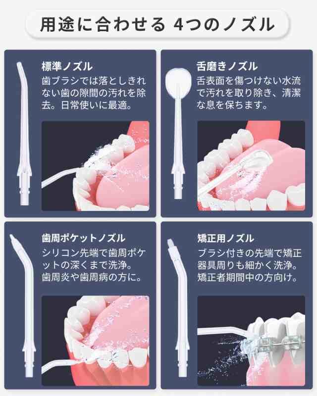 IPX7防水 ジェット水流】口腔洗浄器 ウォーターフロス ジェット ...