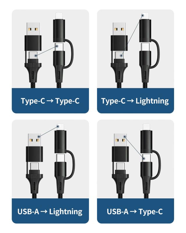 MiLink 4in1 Type-C マルチ充電ケーブル USB Type-C Lightning
