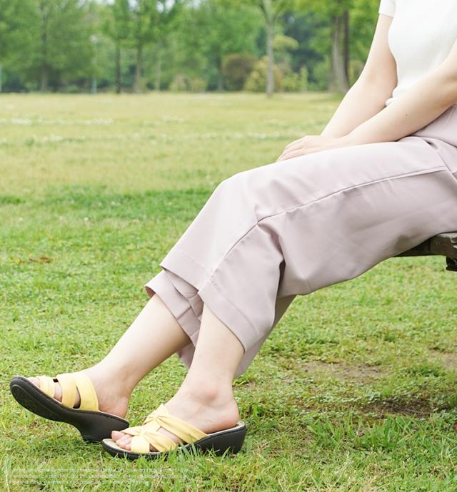 ゆったり幅広 3e 超軽量 アンティーク ミュール サンダル レディース ウェッジソール ミセス ミュール リボン 厚底 前厚 美脚 ウエッジソの通販はau Pay マーケット S Mart