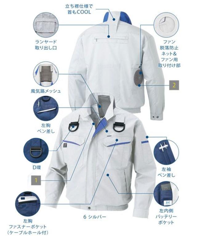 フルセット 空調服 作業服 夏用 空調風神服 長袖 熱中症対策 エアークラフト ブルゾン ファン 電池ボックスセット 暑さ対策_MIDIAN 空調服 空調作業服 空調風神服 ファン 熱中症対策