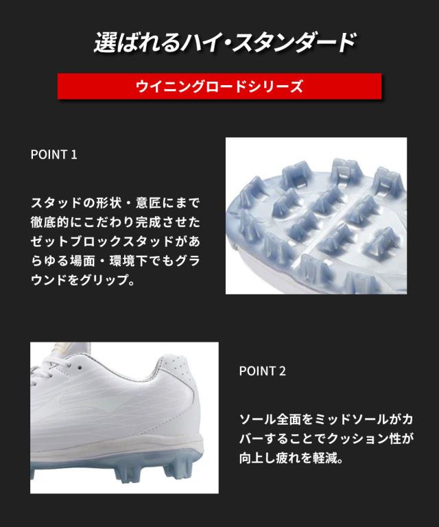 ゼット 野球スパイク ブロックソール スパイク 野球 ジュニア 白 3e ワイド 軽量 屈曲 メンズ 高校 社会人 大人 ウイニングロードWBL ホワイト 替え紐付き ネイビー レッド ベースボール 練習 トレーニング スポーツ ZETT BSR4211WBL