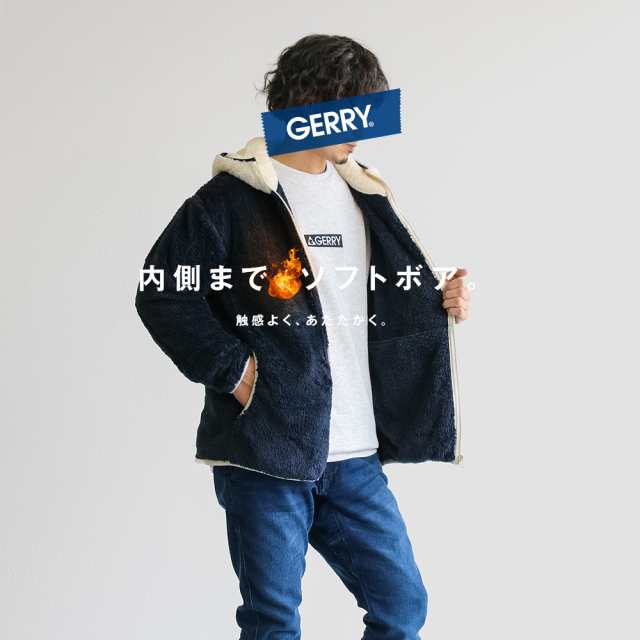 gerry フーデッド ジャケット メンズ 冬 ボアパーカー ふわふわ ジップ