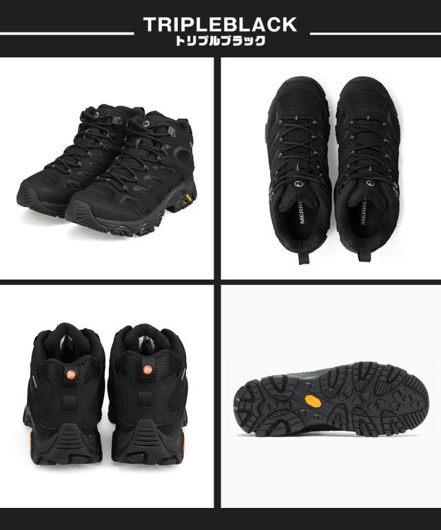 メレル モアブ3 ハイキングシューズ メンズ 防水 通気性 防滑 ミッドカット GORE-TEX ゴアテックス ビブラムソール ミドル ハイキング アウトドア トレッキング 登山靴 靴 シューズ 黒 ブラック カンガルーコヨーテ グレーストーン MERRELL MOAB 3 SYNTHETIC MID GORE-TEX_2