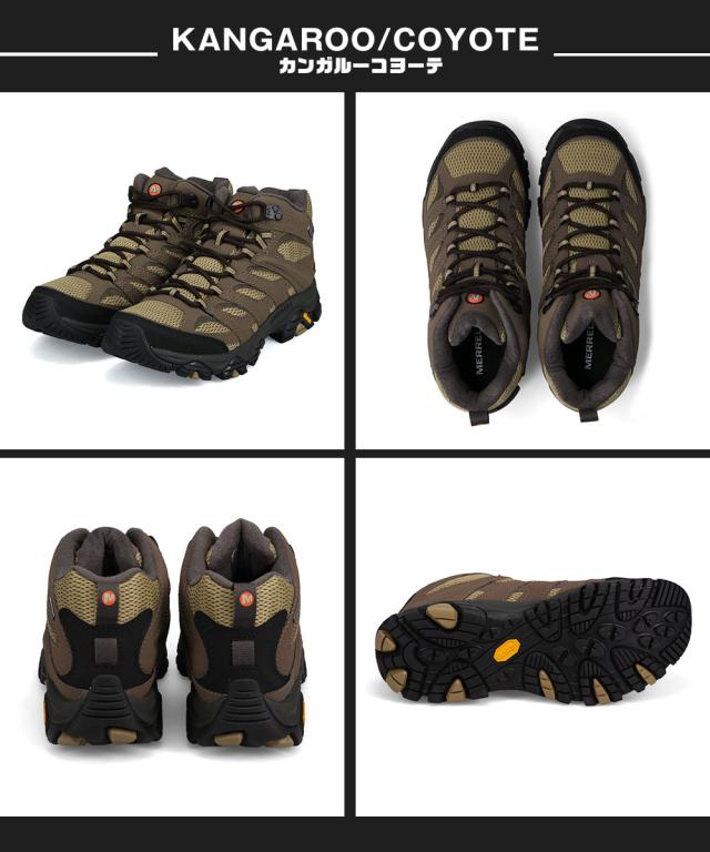 メレル モアブ3 ハイキングシューズ メンズ 防水 通気性 防滑 ミッドカット GORE-TEX ゴアテックス ビブラムソール ミドル ハイキング アウトドア トレッキング 登山靴 靴 シューズ 黒 ブラック カンガルーコヨーテ グレーストーン MERRELL MOAB 3 SYNTHETIC MID GORE-TEX_3