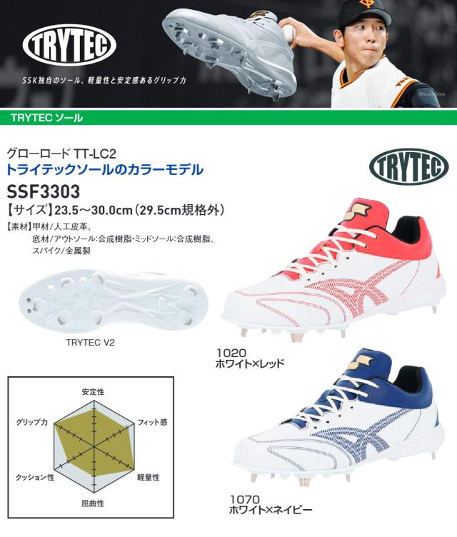 SSK 野球 スパイク 白 金具 野球スパイク 高校野球対応 中学生 高校生 大人 硬式 軟式 ローカット ホワイト エスエスケイ グローロードTT-LC2 ssf3303