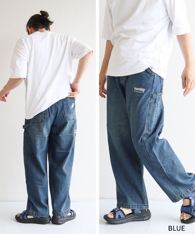 スラッシャー ペインターパンツ メンズ ワークパンツ イージーパンツ バギーパンツ ルーズパンツ ロングパンツ デニム カツラギ カジュアル ストリート スケーター アメカジ ワーク ウエストゴム ゆったり オーバーサイズ レディース ユニセックス THRASHER 017410_6