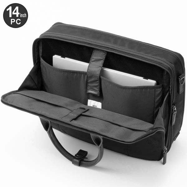 ace. ヴァシリアス ブリーフケース (17L) マチ拡張 B4収納 14インチPC対応 ナイロン製 牛革パーツ 上品 ビジネス エースジーン 17752_4
