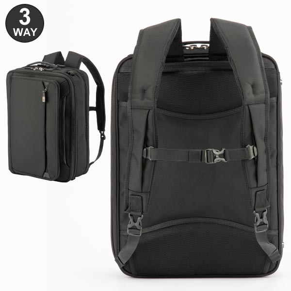 ace. EVL-4.0 3WAYブリーフケース (21L) マチ拡張 B4収納 15.6インチPC対応 2気室 撥水 ビジネスバッグ 通勤 出張 エースジーン 68309_11
