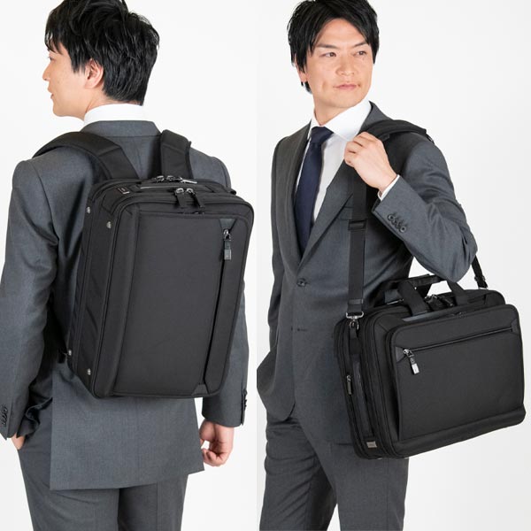 ace. EVL-4.0 3WAYブリーフケース (21L) マチ拡張 B4収納 15.6インチPC対応 2気室 撥水 ビジネスバッグ 通勤 出張 エースジーン 68309_16
