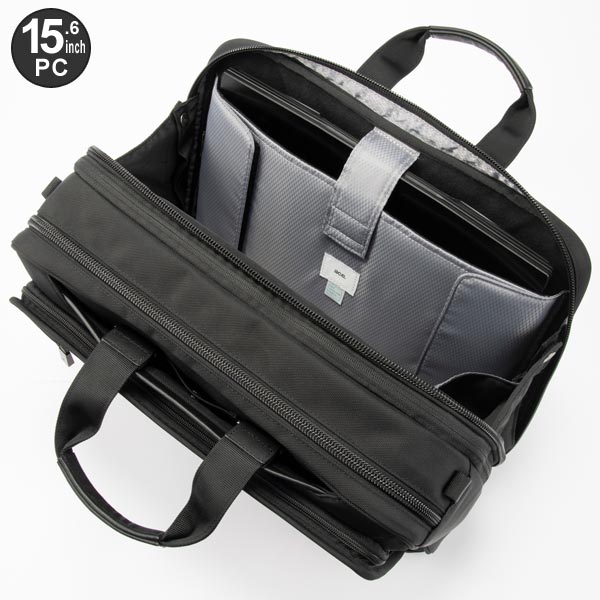 ace. EVL-4.0 3WAYブリーフケース (21L) マチ拡張 B4収納 15.6インチPC対応 2気室 撥水 ビジネスバッグ 通勤 出張 エースジーン 68309_2