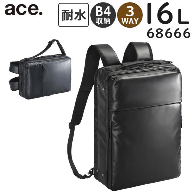 ace. ガジェタブルWR2 薄型リュック (16L) 高撥水 耐水生地 3WAY B4収納 15.6インチPC対応 エースジーン 68666
