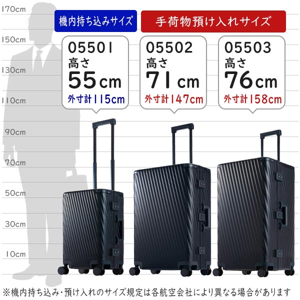 ace. アルゴナム3-F (73L) 5〜7泊用 フレームタイプ スーツケース