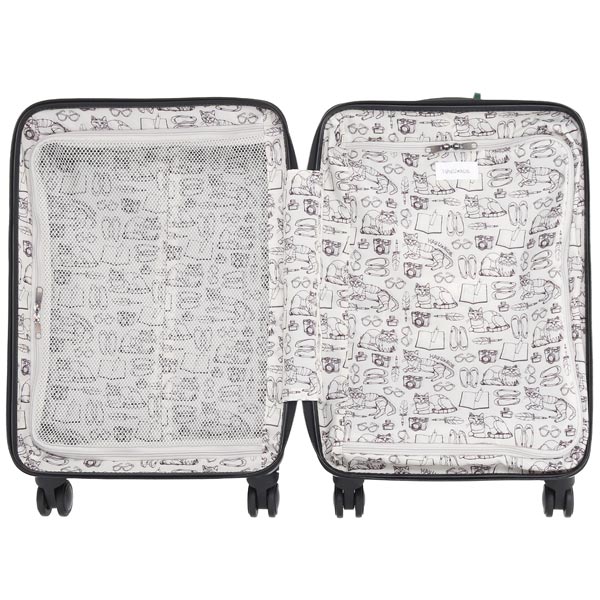 ace. ／HAyU×ace. パキラ (34L) 内装ネコ柄 ファスナータイプ スーツケース 2〜3泊用 3辺合計115cm 機内持ち込みサイズ 05781