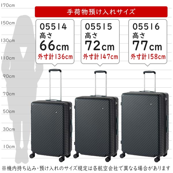 エース HaNT/ハント ココント スーツケース (75L) スタンダード型 ファスナータイプ 5〜7泊用 手荷物預け入れサイズ 05515_12