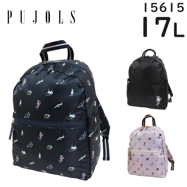 エース PUJOLS ニャンズトリップ2 リュックサック 17L A4収納 猫しっぽチャーム付き 猫柄プリント 軽量カジュアルバッグ ACE 15615