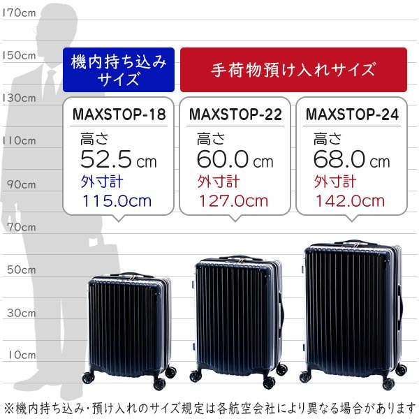アジア・ラゲージ MAXsTOP マックストップ (50L) 大容量 ファスナースーツケース 軽量 フットストッパー 3辺合計127cm 手荷物預け入れサイズ MAXSTOP-22_13