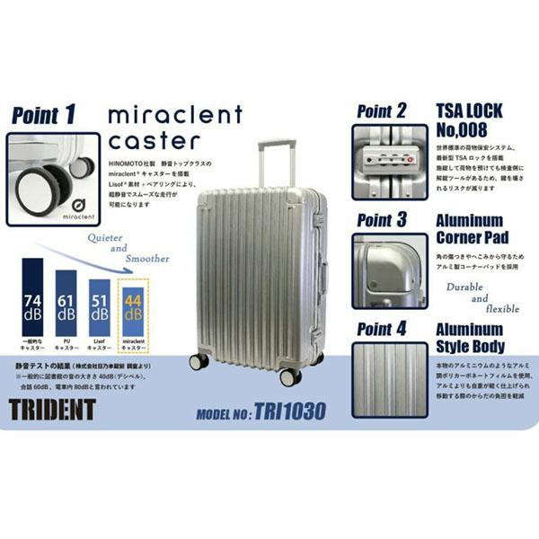 siffler TRIDENT シフレ トライデント 51L Mサイズ 3〜5泊用 手荷物預け入れサイズ フレームタイプ アルミ調 スーツケース TRI1030-52 siffler TRIDENT シフレ トライデント 51L Mサイズ 3〜5泊用 手荷物