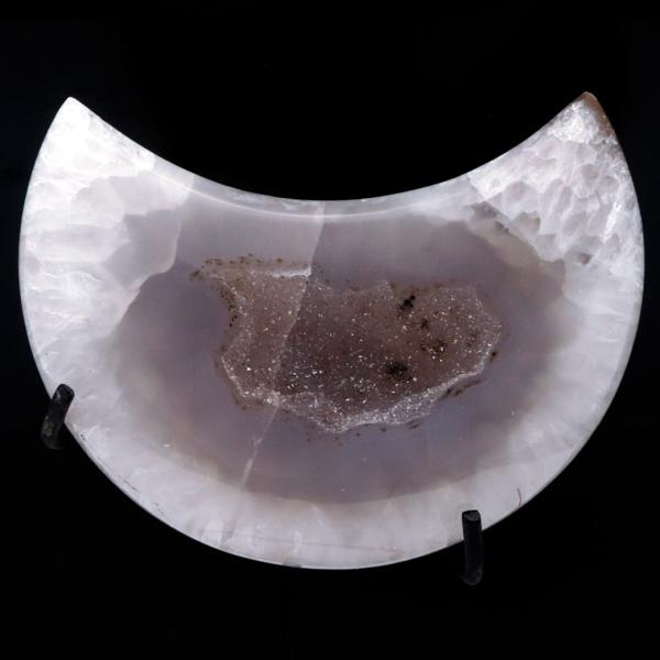 メノウ 月型 台付き 置き物 ブラジル産 アゲート 330g 瑪瑙 水晶 ムーン オブジェ インテリア おしゃれ 天然石 パワーストーン スピリチュアル ヒーラー 爆買
