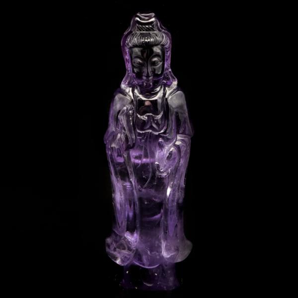 アメジスト 観音様 置き物 123g ブラジル バイーア州産 紫水晶 彫刻